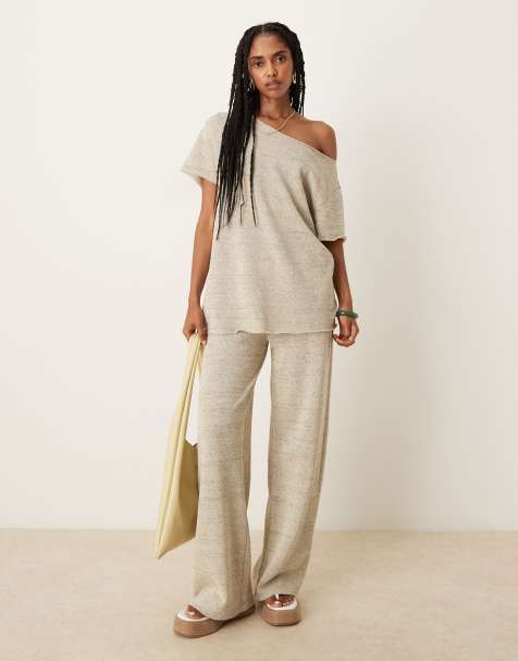 ASOS DESIGN - Oversized gebreide co-ord set in gemêleerd grijs - view 1