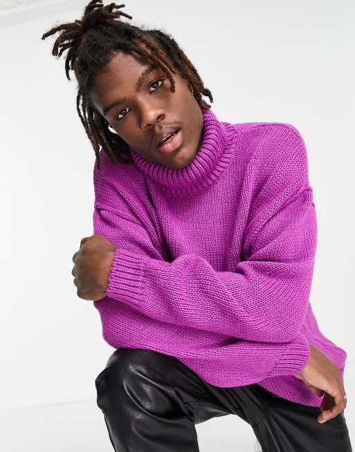 ASOS DESIGN - Oversized gebreide coltrui in paars