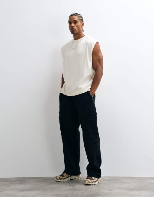 ASOS DESIGN oversized gebreide hemdje met ronde hals in crème, 3 van 5