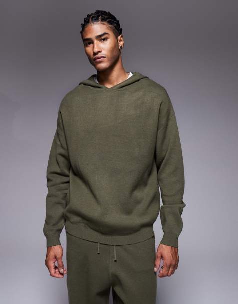 ASOS DESIGN - Oversized gebreide hoodie in kaki - view 1