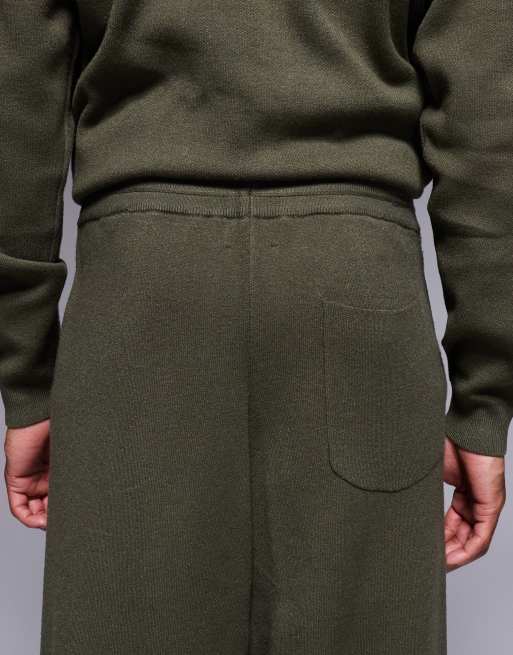 ASOS DESIGN - Oversized gebreide joggingbroek met manchetten in kaki, 4 van 5