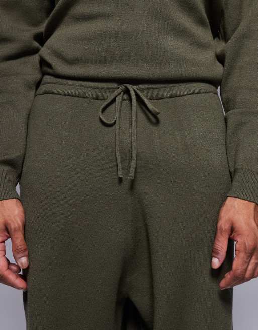ASOS DESIGN - Oversized gebreide joggingbroek met manchetten in kaki, 5 van 5