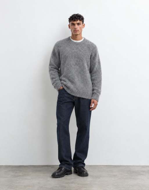 ASOS DESIGN oversized gebreide mohairtrui in grijs, 6 van 10