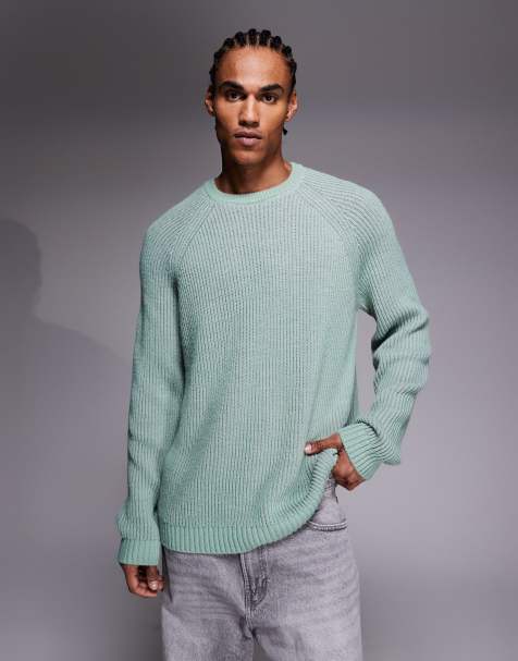 ASOS DESIGN - Oversized gebreide trui in groen en grijs - view 1