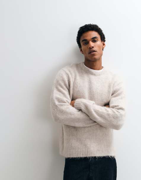 ASOS DESIGN oversized gebreide trui in stone - view 1
