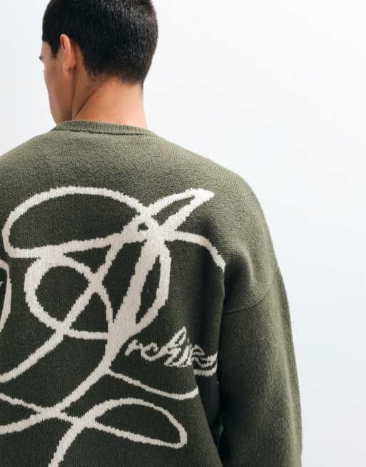 ASOS DESIGN oversized gebreide trui met ronde hals en backprintdetail, 2 van 5