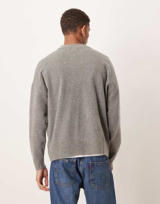 ASOS DESIGN - Oversized gebreide trui met ronde hals in grijs, 3 van 5