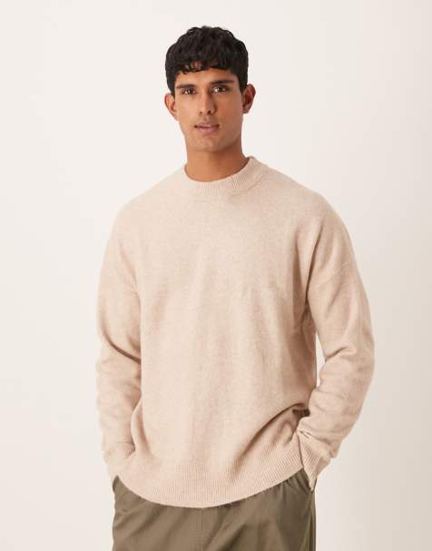 ASOS DESIGN - Oversized gebreide trui met ronde hals in stone - view 1