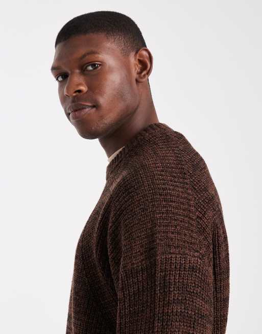 ASOS DESIGN - Oversized gebreide trui met textuur in gemêleerd bruin, 4 van 5