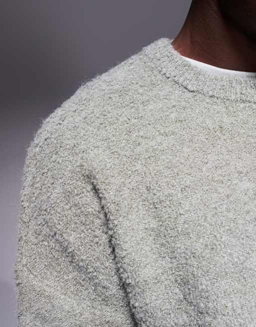 ASOS DESIGN - Oversized gebreide trui van bouclé met ronde hals in saliegroen, 5 van 5