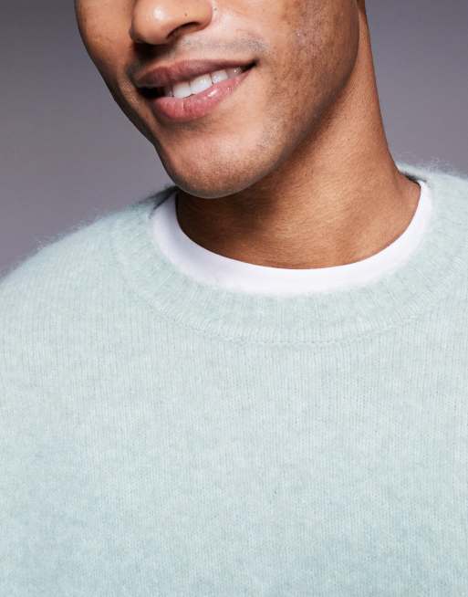 ASOS DESIGN - Oversized gebreide trui van wol met ronde hals in saliegroen, 4 van 5