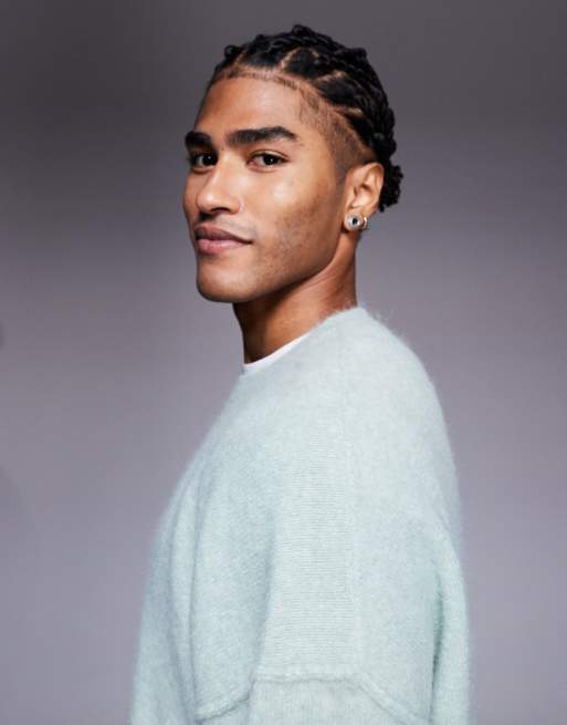 ASOS DESIGN - Oversized gebreide trui van wol met ronde hals in saliegroen, 5 van 5
