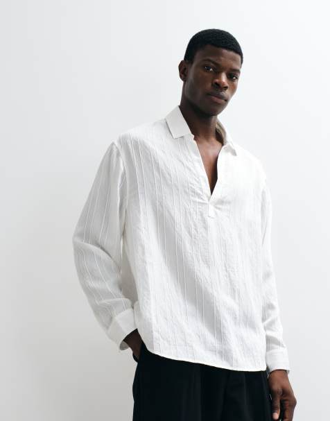 ASOS DESIGN oversized genomskinlig skjorta med överdrag i cream - view 1