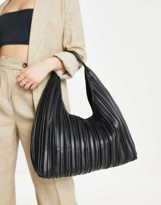 ASOS DESIGN - Oversized, geplooide tote tas in zwart