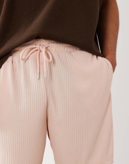 ASOS DESIGN - Oversized geribbelde short in roze, 4 van 5