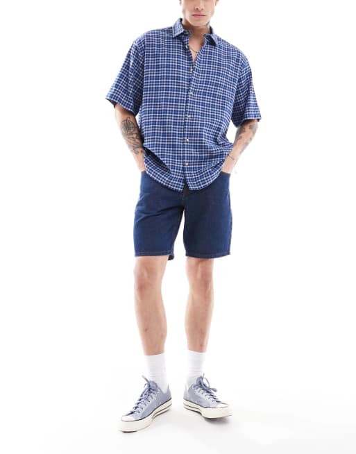 ASOS DESIGN - Oversized geruit dad overhemd in blauw, 2 van 4