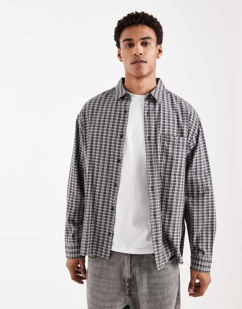 ASOS DESIGN - Oversized geruit dad overhemd in zwart - view 1