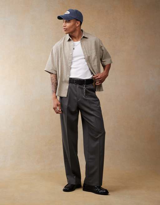 ASOS DESIGN - Oversized geruit overhemd in beige, 2 van 4