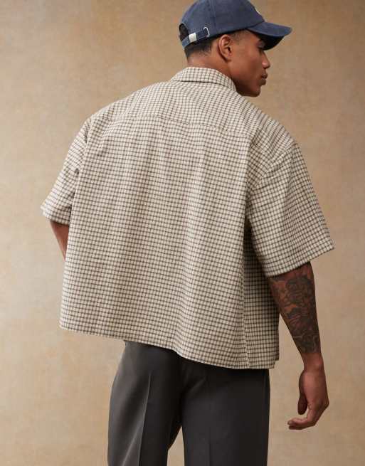ASOS DESIGN - Oversized geruit overhemd in beige, 3 van 4