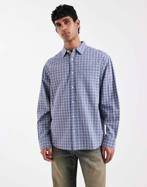 ASOS DESIGN - Oversized geruit overhemd in blauw - view 1