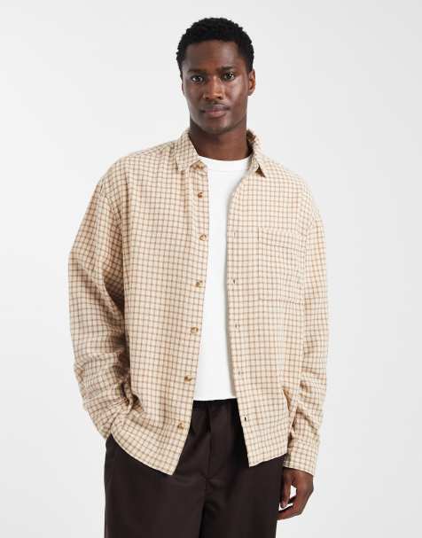 ASOS DESIGN - Oversized geruit overhemd in bruin - view 1