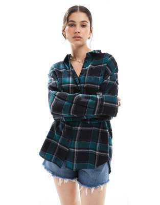 ASOS DESIGN - Oversized geruit overhemd in groen en zwarte ruiten - view 1
