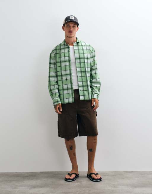 ASOS DESIGN oversized geruit overhemd in groen, 4 van 5