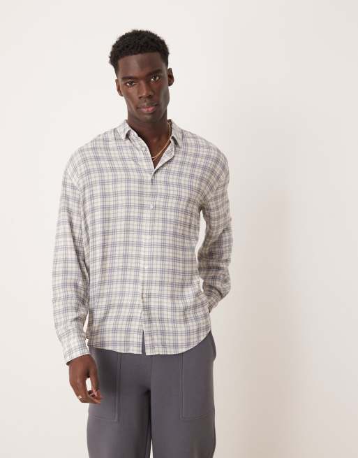ASOS DESIGN - Oversized geruit overhemd in jaren 90 stijl in blauw en wit
