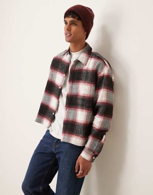 ASOS DESIGN - Oversized geruit overshirt van flanel in zwart en wit
