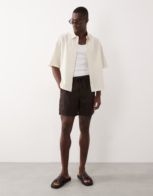 ASOS DESIGN - Oversized gestreept overhemd in beige, 2 van 5