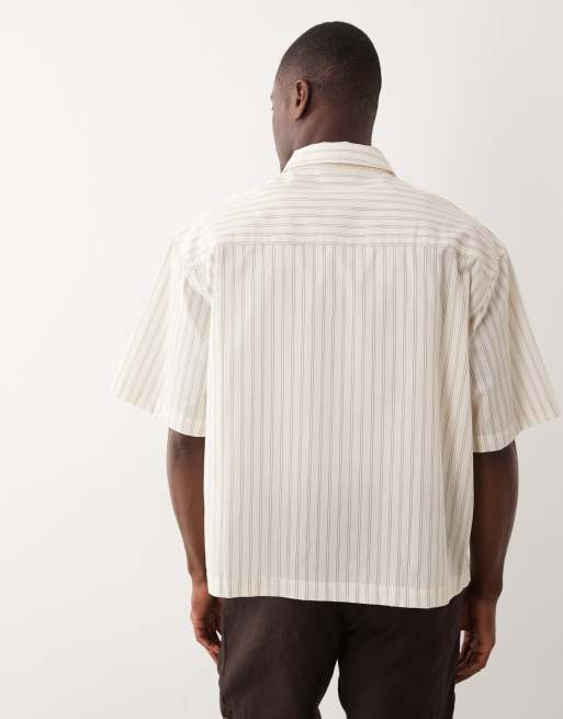 ASOS DESIGN - Oversized gestreept overhemd in beige, 5 van 5