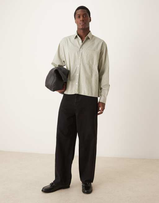 ASOS DESIGN - Oversized gestreept overhemd in groen