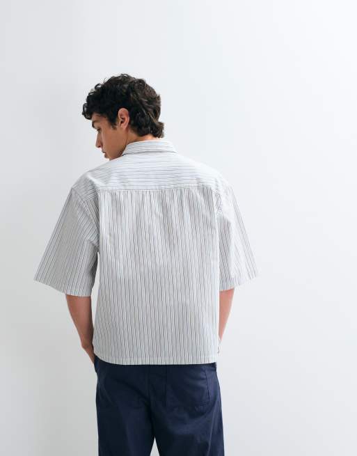 ASOS DESIGN - Oversized gestreept poplin overhemd in wit, 5 van 5