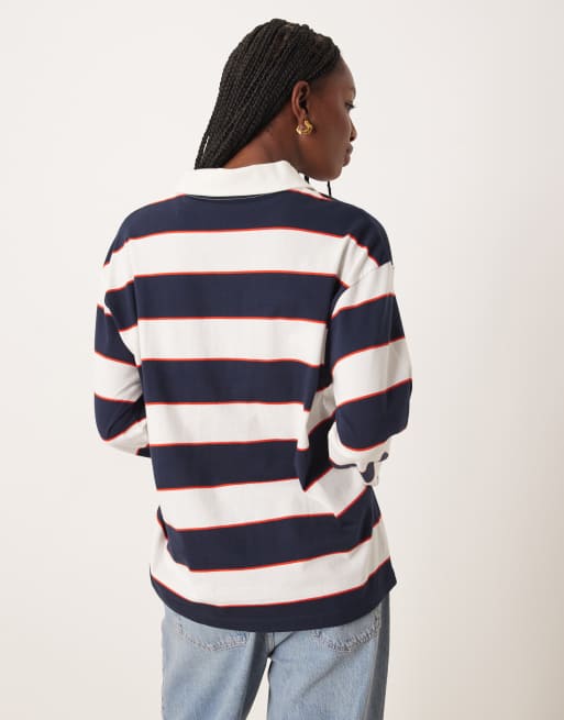 ASOS DESIGN - Oversized gestreept rugbyshirt met grafische Dallas-print in zwart, 4 van 4