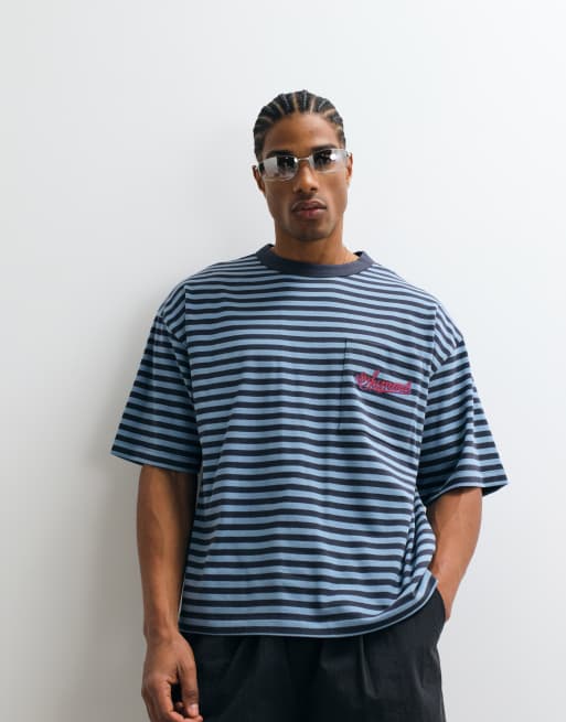 ASOS DESIGN - Oversized gestreept T-shirt in blauw, 3 van 5
