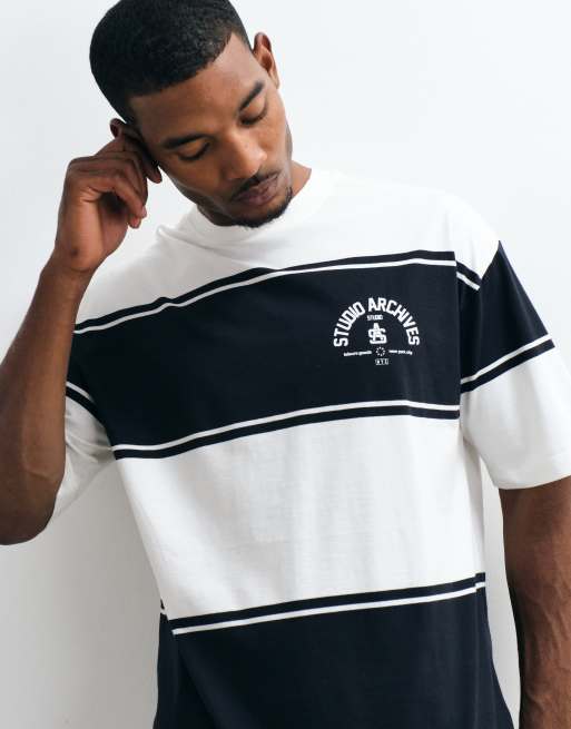 ASOS DESIGN - Oversized gestreept T-shirt in wit, 2 van 5