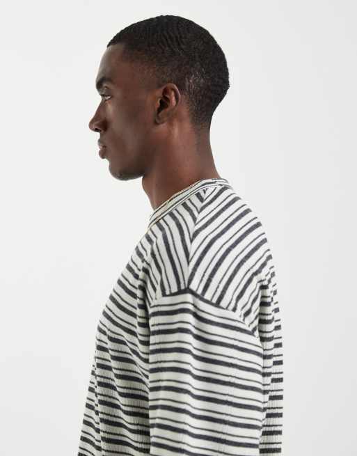 ASOS DESIGN - Oversized gestreept T-shirt met textuur in wit, 4 van 5