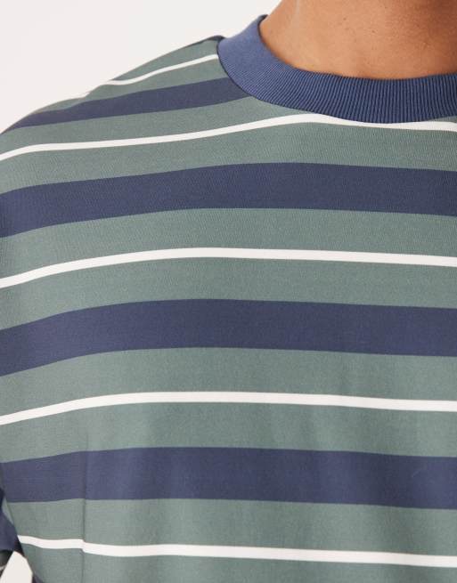 ASOS DESIGN - Oversized gestreept T-shirt van zware stof in blauw en bruin, 5 van 5