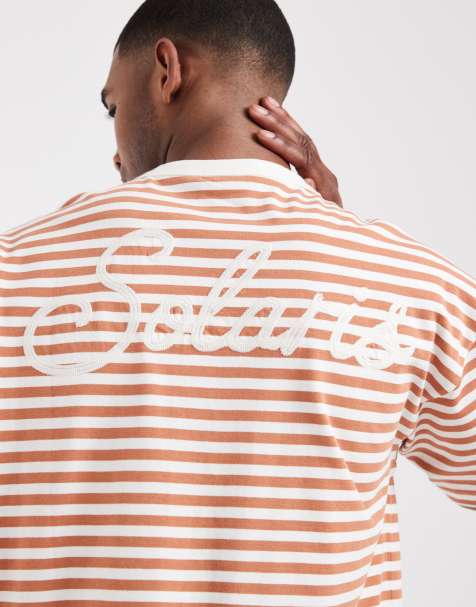 ASOS DESIGN - Oversized gestreept T-shirt van zware stof in oranje - view 1