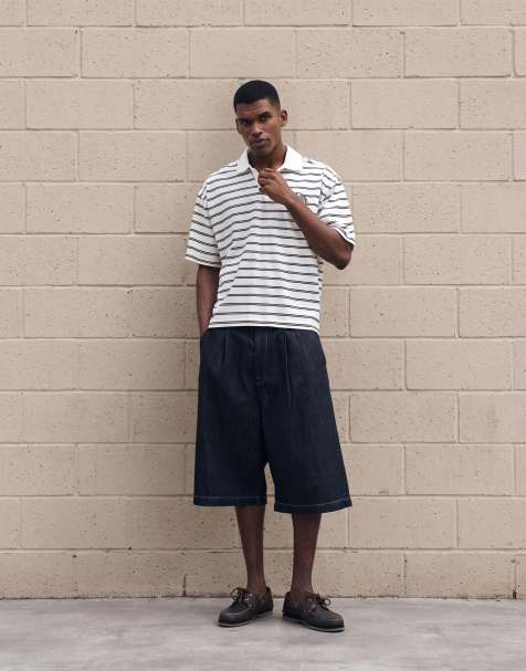 ASOS DESIGN - Oversized gestreepte polo in crème en zwart - view 1
