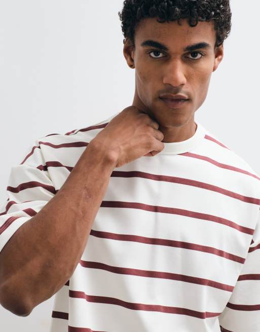 ASOS DESIGN - Oversized gestreepte T-shirt van BreatheMAX™-stof in rood , 2 van 5