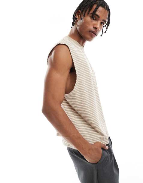 ASOS DESIGN - Oversized gestreepte tanktop in beige en wit - view 1