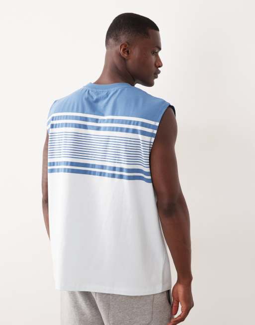 ASOS DESIGN - Oversized gestreepte tanktop in marineblauw, 3 van 7