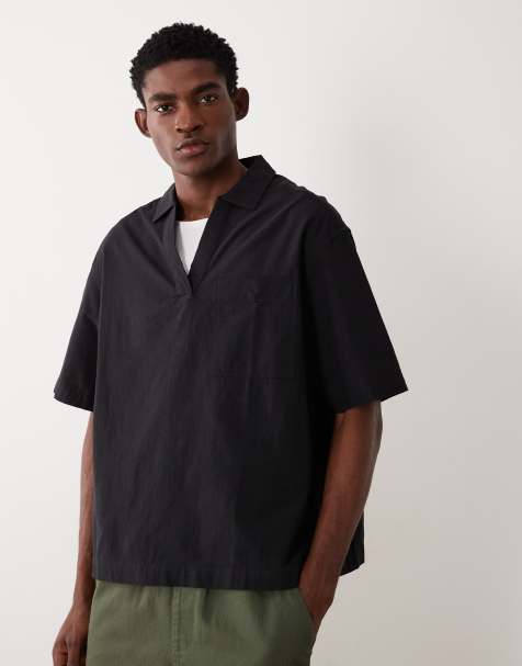 ASOS DESIGN - Oversized getextureerd overhemd zonder sluiting in zwart - view 1