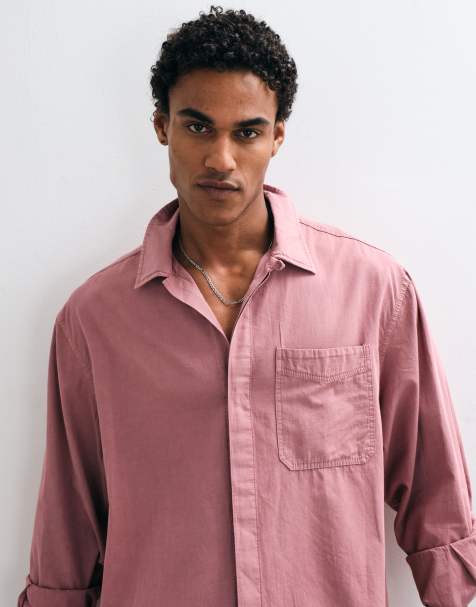 ASOS DESIGN oversized gewaschenes Popelinehemd in Pink - view 1