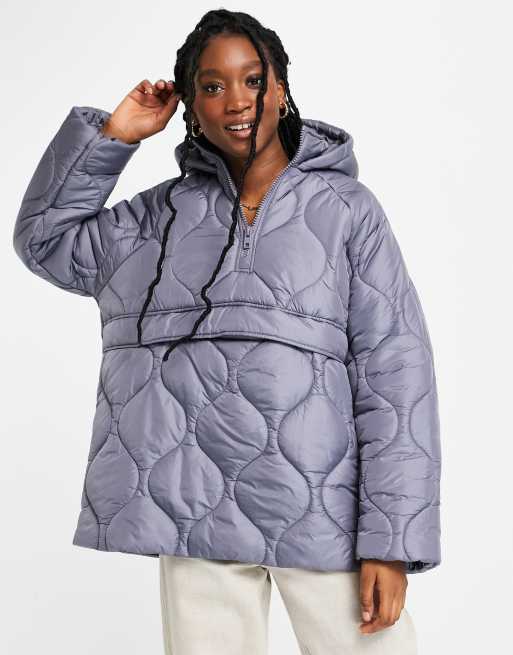 ASOS DESIGN - Oversized gewatteerd doorgestikt puffer jack in lila