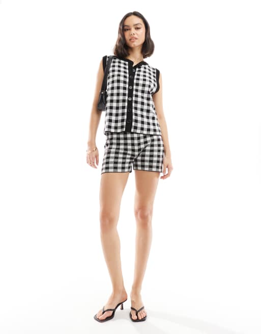ASOS DESIGN oversized gingham waistcoat and shorts set