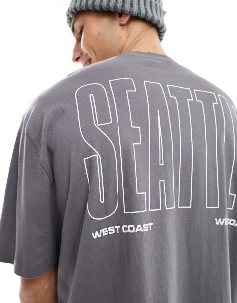 ASOS DESIGN - Oversized grå T-shirt med byprint på ryggen - view 1