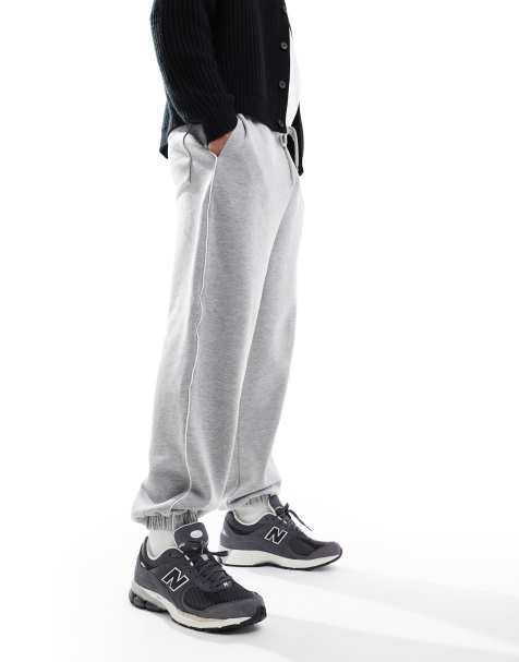 ASOS DESIGN - Oversized gråmelerede joggingbukser med kontrastdetaljer - view 1