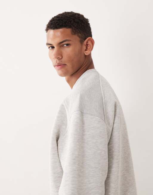 ASOS DESIGN - Oversized gråmeleret sweatshirt med ribstrikkede paneler, 4 af 5